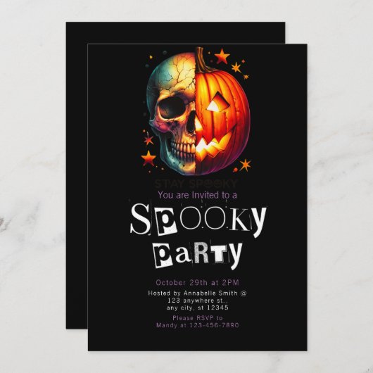 Halve schedel pompoen moderne minimalistische Hall Kaart (Voorkant / Achterkant)