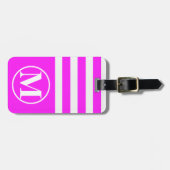 Halve Streep Monogram Roze Bagagelabel (Voorkant horizontaal)