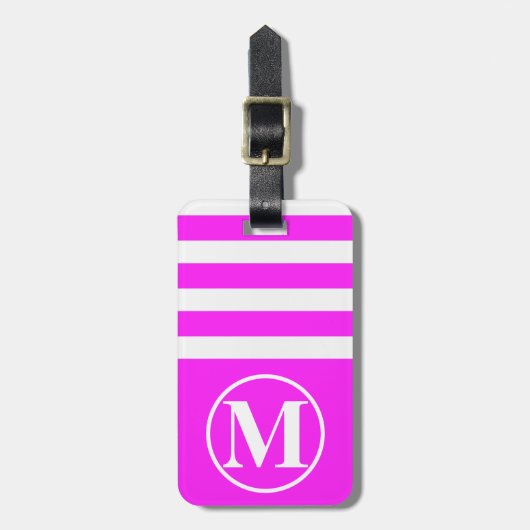 Halve Streep Monogram Roze Bagagelabel (Voorkant verticaal)