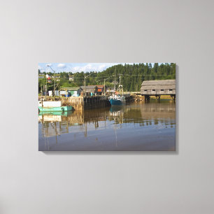 Halve tij in de baai van Fundy op St. Martins, New Canvas Afdruk