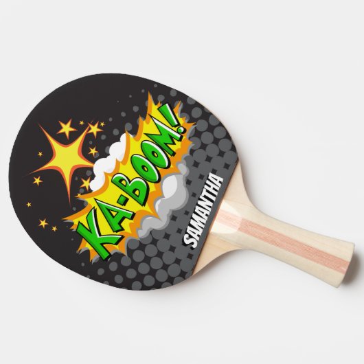Halve Tone Ka-Boom! Superheld persoonlijke peddel Tafeltennisbatje (Zijkant)