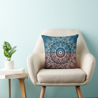 Halve Toon Trendy Blauwe Mauve Kantwerk Design Ver Kussen