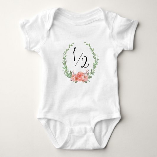 Halve verjaardag met Floral Wreath Romper (Voorkant)