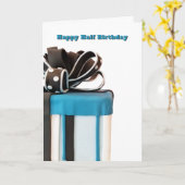 Halve verjaardagstaart Kaart (Gele Bloem)