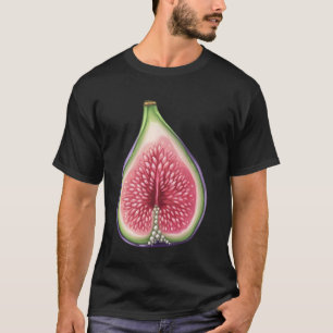 Halve Vijg Met Glanzende Regenboog Binnenkant T-shirt