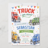 Halve vrachtwagen rode verjaardag kaart (Voorkant)