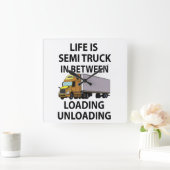 Halve vrachtwagens vrachtwagenchauffeur vierkante klok (Huis)