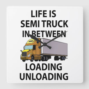 Halve vrachtwagens vrachtwagenchauffeur vierkante klok