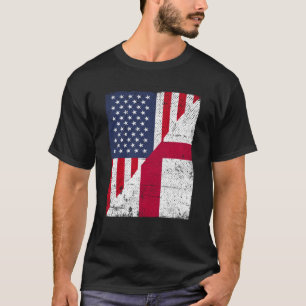 Halve VS-vlag Halve Engeland-vlag Amerikaans Engel T-shirt