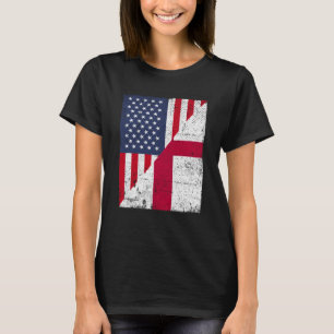 Halve VS-vlag Halve Engelse vlag Amerikaans Engels T-shirt