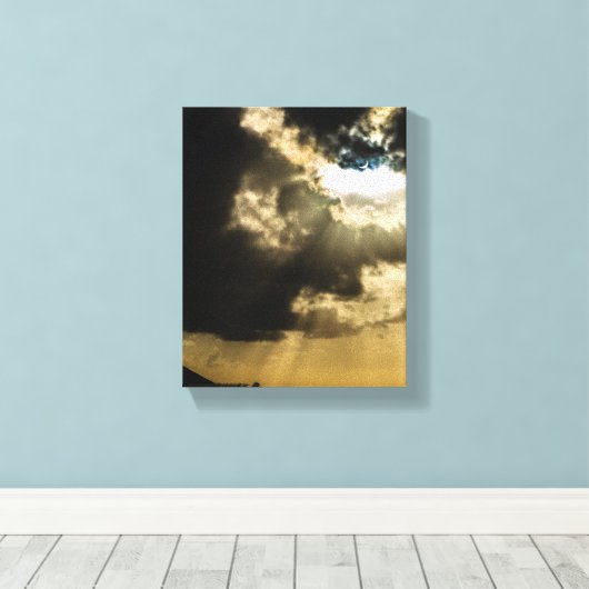 Halve zon tijdens zonsverduistering canvas afdruk (Insitu (Houten vloer))