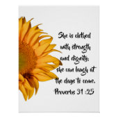 Halve Zonnebloem Spreuken 31:25 Bijbelvers Aangepa Perfect Poster (Voorkant)