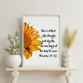 Halve Zonnebloem Spreuken 31:25 Bijbelvers Aangepa Perfect Poster