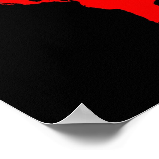 halve zwarte/ halve rode wereldkaart poster (Hoek)