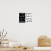 halve zwarte halve witte muzieknoten poster (Keuken)