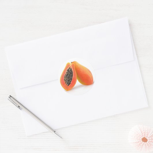 Halved papaya ronde sticker (Envelop)