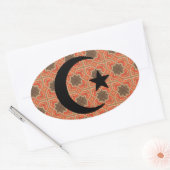 Halvemaan en ster met Perzische Tegel achtergrond Ovale Sticker (Envelop)