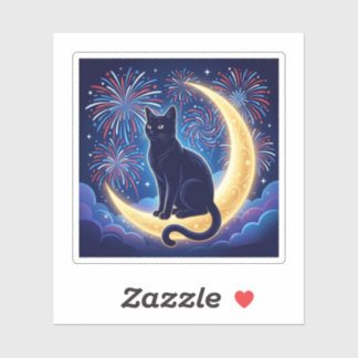 Halvemaan Kat Patriottisch Vuurwerk 4 juli Sticker