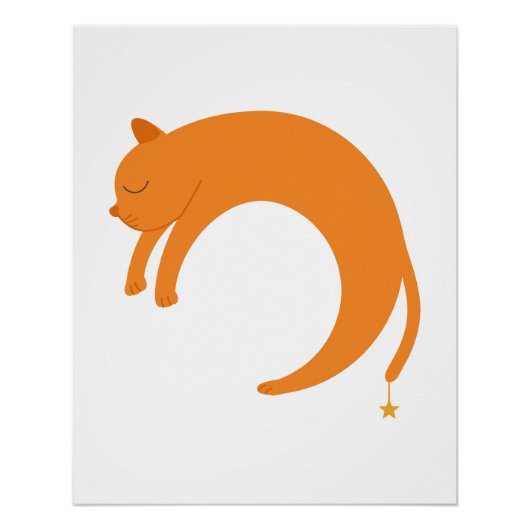 Halvemaan Kat Stretch Ster Poster (Voorkant)