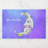 Halvemaan Versierde Maan Kleurrijke Gezicht Paarse Voedselcontainer Etiket (Enkel label)