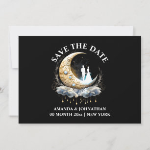 Halvemaanmaan hemelse elegante  luna 5x7 save the date