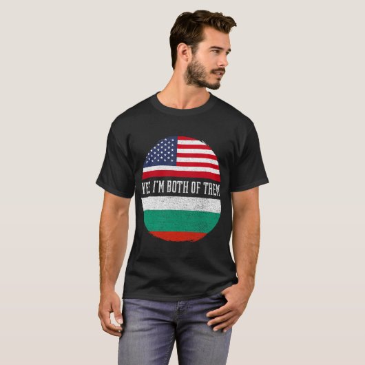 HalverAmerikaans halfBulgaars Vlag Bulgarije T-shirt (Voorkant volledig)