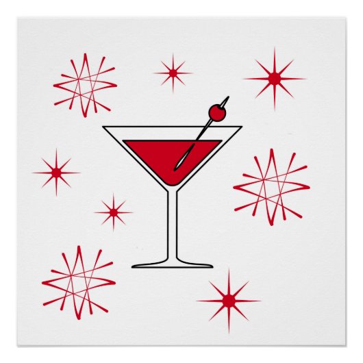 Halverwege de eeuw Atomic Martini Art Print Perfect Poster (Voorkant)