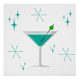 Halverwege de eeuw Atomic Martini Art Print Perfect Poster