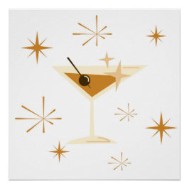 Halverwege de eeuw Atomic Martini Art Print Perfect Poster