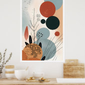 Halverwege de eeuw Bauhaus geometrische kunst 2 Poster (Keuken)