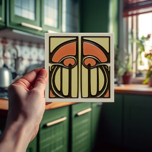 Halverwege de eeuw bloemensymmetrie kunstambachten tegeltje