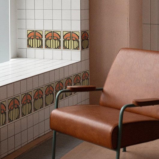 Halverwege de eeuw bloemensymmetrie kunstambachten tegeltje