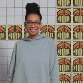 Halverwege de eeuw bloemensymmetrie kunstambachten tegeltje