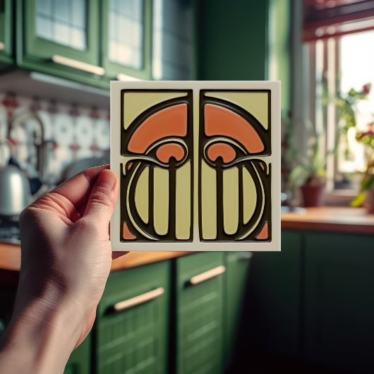 Halverwege de eeuw bloemensymmetrie kunstambachten tegeltje