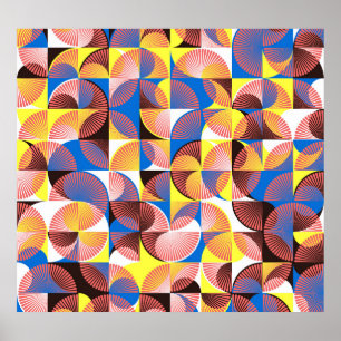 Halverwege de eeuw cirkels, strepen,  tegels poster