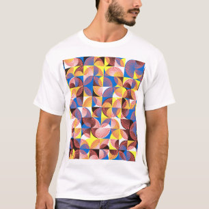 Halverwege de eeuw cirkels, strepen, tegels t-shirt