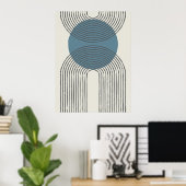 Halverwege de eeuw minimale boog met cirkel poster (Thuiskantoor)