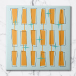 Halverwege de eeuw moderne atoomblokken Aqua, Sina Tegeltje<br><div class="desc">Atomic Age Mid Century Modern design. Leuk en gedurfd ontwerp met funky en kleurrijke blokken en sterren. Perfect voor retro- en  stijlliefhebbers.</div>