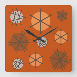 Halverwege de eeuw moderne sterrenbeelden verbrand vierkante klok