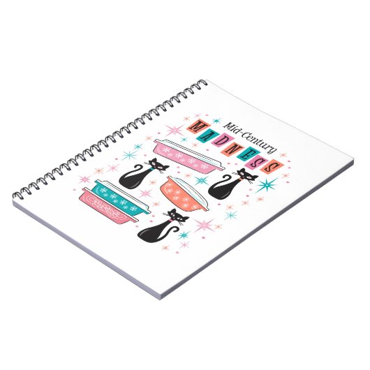 Halverwege de eeuw waanzin Pyrex Cats Atomic Notit Notitieboek (Linkerzijde)