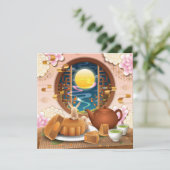 Halverwege de herfst Konijn, Mooncake, Tea Kaart (Staand voorkant)