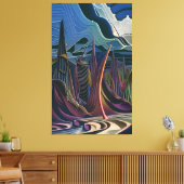 Halverwege een abstract futurisme canvas afdruk (Insitu (Woonkamer))