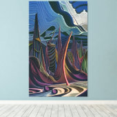 Halverwege een abstract futurisme canvas afdruk (Insitu (Houten vloer))