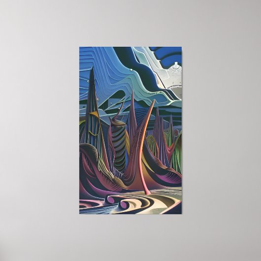 Halverwege een abstract futurisme canvas afdruk (Voorkant)
