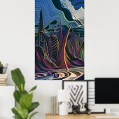 Halverwege een Abstract Futurisme Poster (Thuiskantoor)
