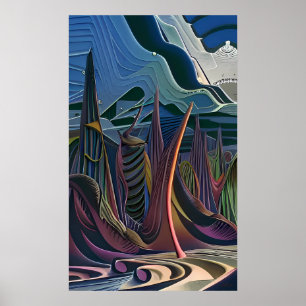 Halverwege een Abstract Futurisme Poster