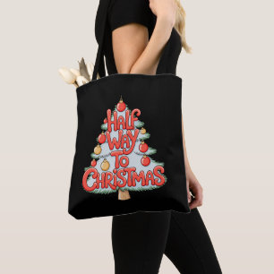 Halverwege Kerstboomornamenten Grappig Kerstmis Tote Bag