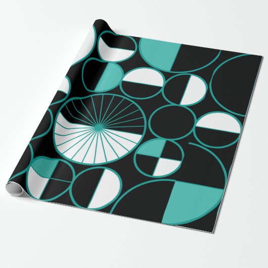 Halves Black Turquoise uit de middeleeuwse moderne Cadeaupapier (Uitgerold)