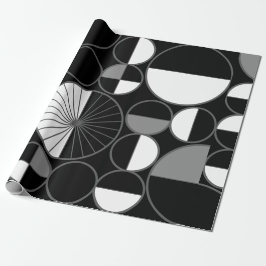 Halves zwart grijs cadeaupapier (Uitgerold)