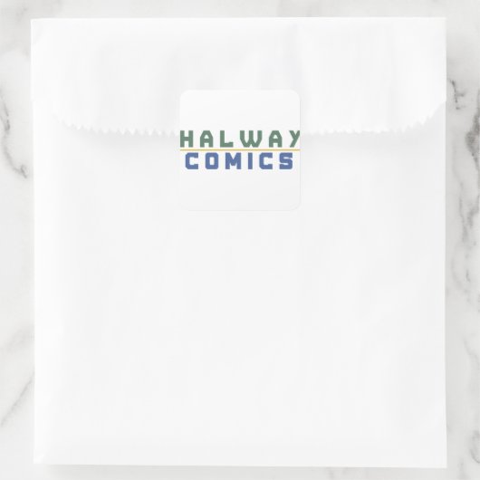 Halway Comics goud Vierkante Sticker (Tas)